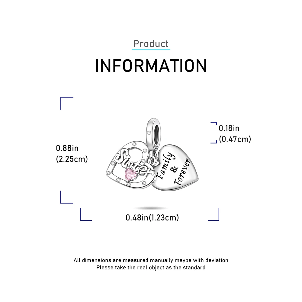 

Danturn 925 Sterling Silver Original Beads Sisters Dangle Charm fit Snake Chain Bracelet Fashion Women Jewelry Making