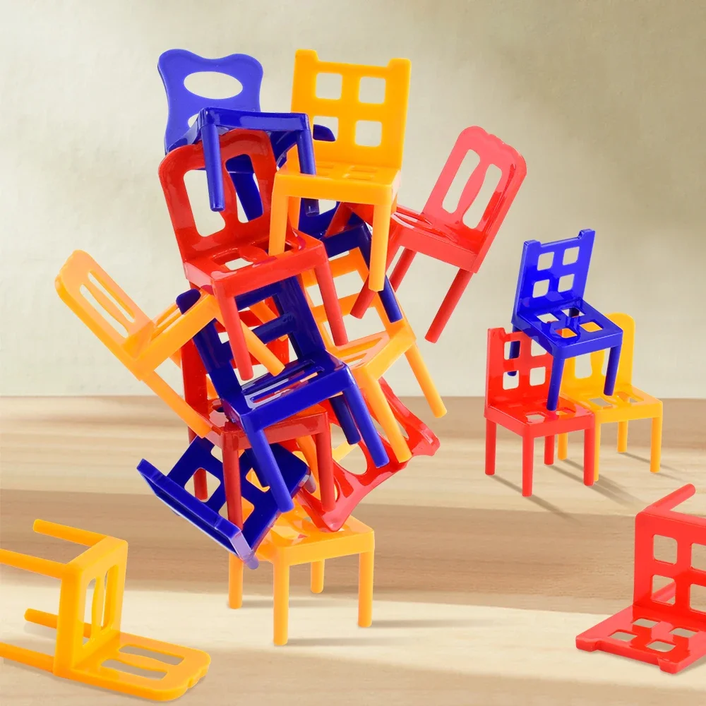 Fun Desktop Party Game Mini Stacking Chair Balanced Toys for Kids,Educational Toys Parent-Child Interactive Building Blocks Gift view 5