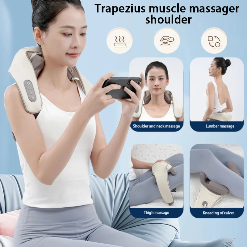 

Multi functional cervical massager, electric infrared hot compress kneading pinching massaging trapezius muscle shawl massager