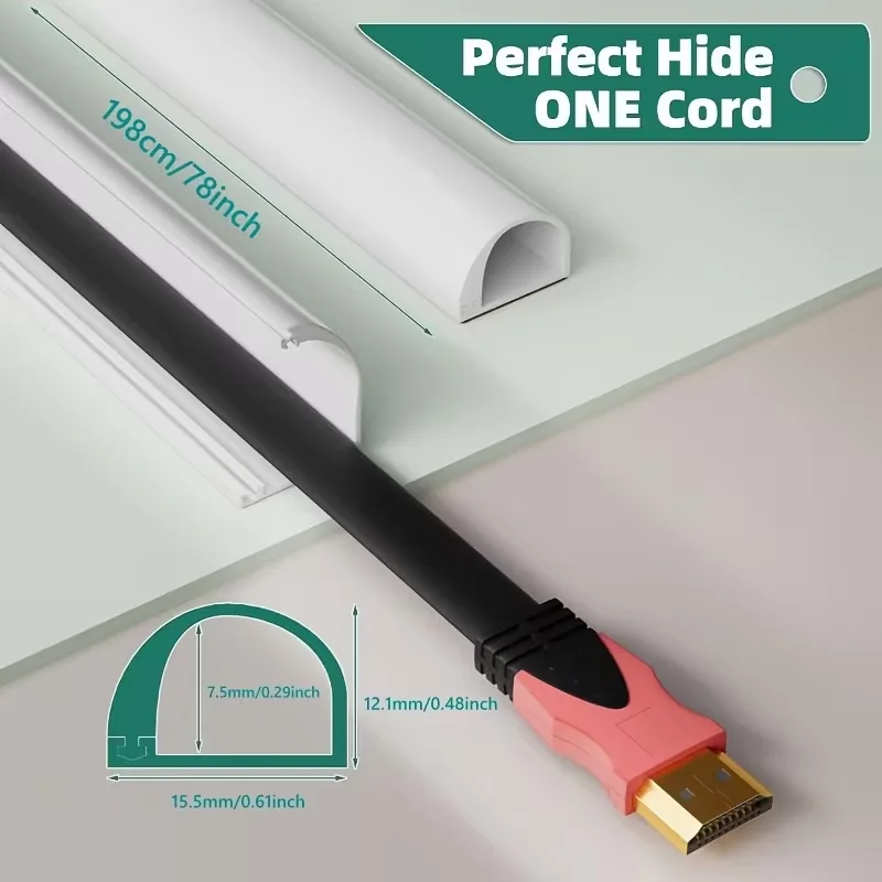 1PC 1/2/3/5/10m Cord Management Channel,Invisible Decorative Wire Cover, Anti-Step Protector, Adhesive Cable Raceway ﻿ ﻿
