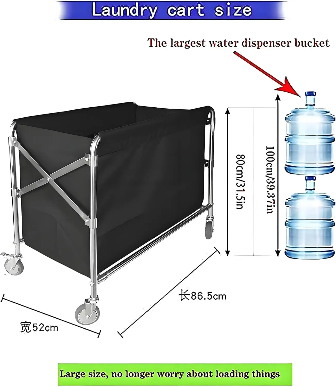 Folding Laundry Cart with Wheels Commercial Collapsible Laundry Hamper, 12 Bushel Rolling Heavy Duty Laundry Basket