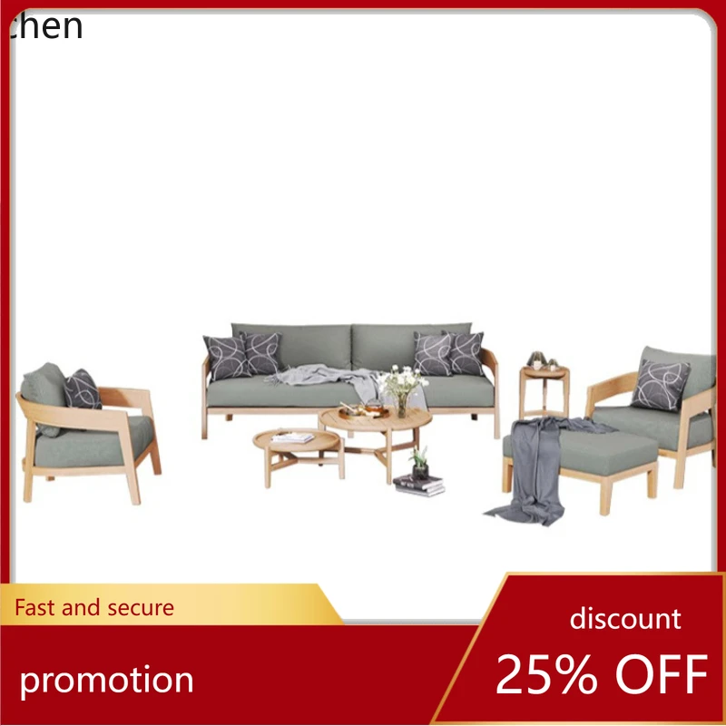 

HT outdoor teak sofa rattan chair hotel outdoor terrace garden courtyard villa solid wood coffee table combination