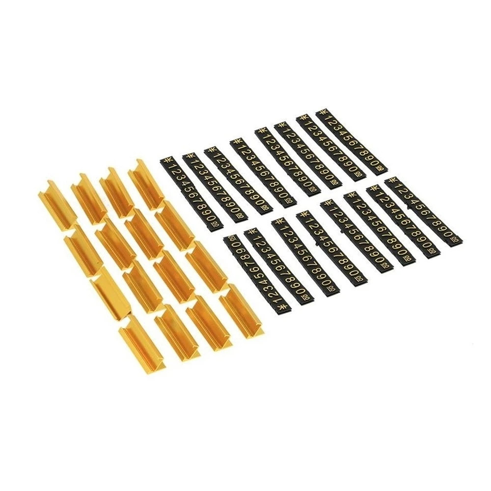 16 Takım Altın Ayarlanabilir Numara Mektup Ve Taban Fiyat Ekranı Sayaç Standı Etiketi Metal Zemin Arapça Numaraları Kombine Fiyat Etiketi