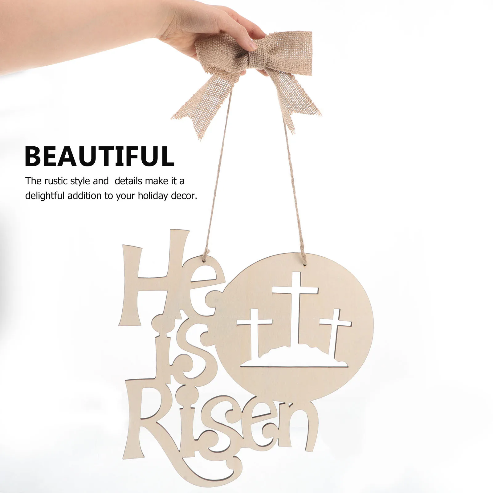 

Easter Wooden Hanging Decoration Beige Rustic Front Door Sign Bow Spring Party Decor Easter Welcome Door Sign Spring Party Decor