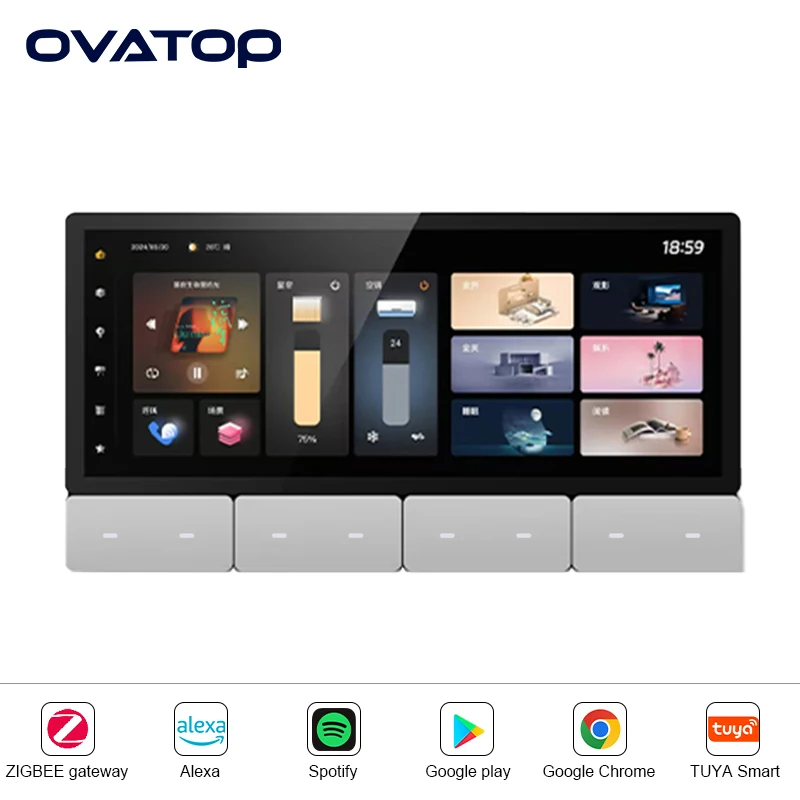 Tuya Wifi Smart Center Control Panel ALEXA Voice Built-in ZigBee Gateway IR Scenes Touch Screen Bluetooths Audio Wall Amplifiers