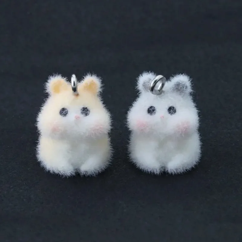 

WZNB 10pcs Resin Flocking Mouse Charms Cute Cartoon Hamster Pendant for DIY Keychain Mobile Phone Chain Bag Pendant Accessories
