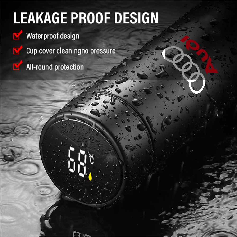 Bouteille thermos intelligente avec affichage de la température, en acier inoxydable 304, tasse intelligente isolée sous vide pour Audi SLine Quattro A4L SQ7