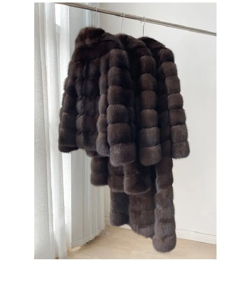 Mantel Pendek Bulu Mink Cokelat Tua Wanita Model Terbaru Musim Dingin 2025, Mantel Fashion Mewah Elegan Kelas Atas, Bulu Ramah Lingkungan, Item Wajib Dimiliki