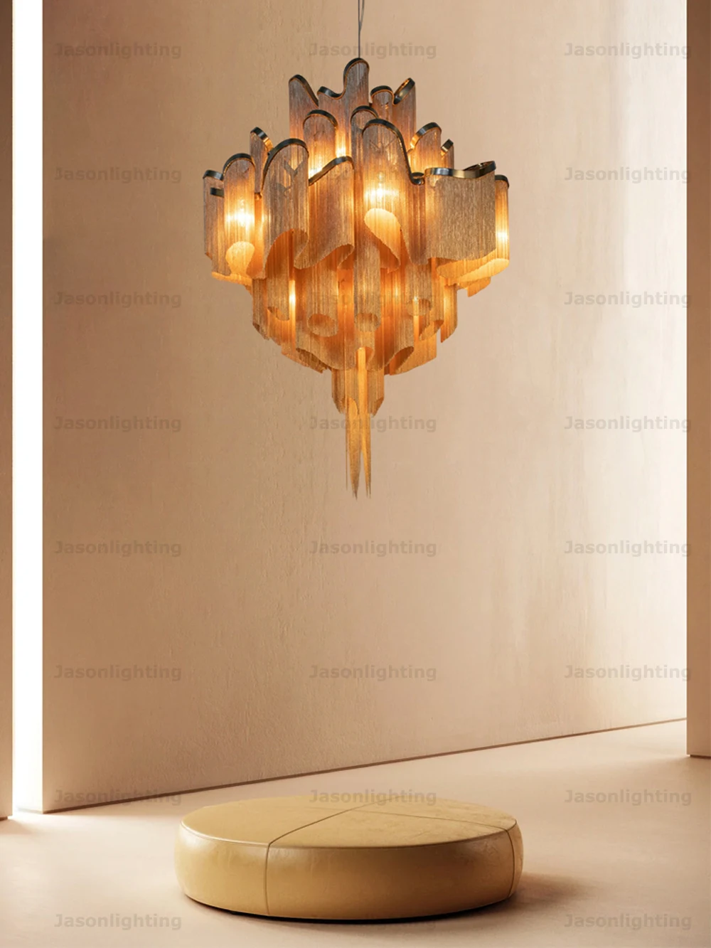 Black Gold Chrome Aluminum Chain Dimmable LED Pendant Light