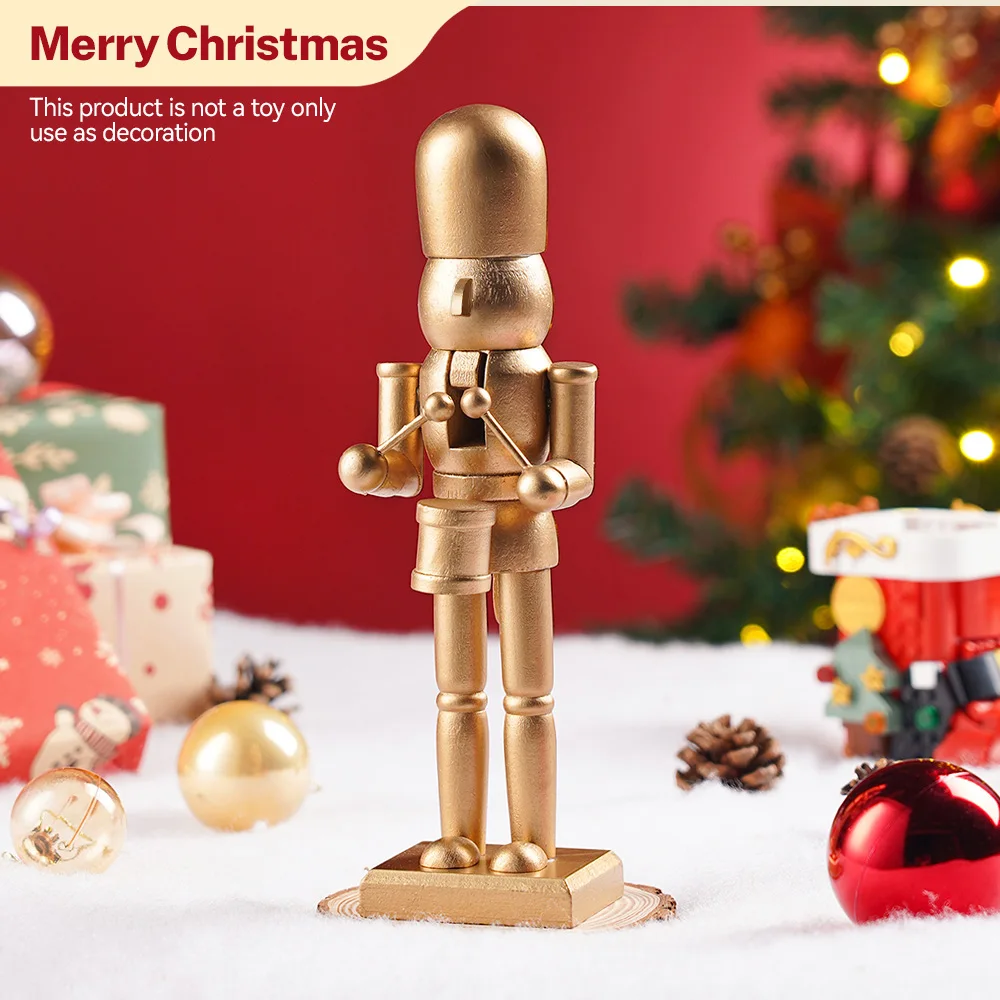 Weihnachts-Nussknacker aus Holz, goldener König, Schlagzeuger, Soldat, kreatives Kunsthandwerk, Weihnachtsgeschenk, Tischdekoration, Vintage-Figuren, Ornament, Heimdekoration – Detail 7
