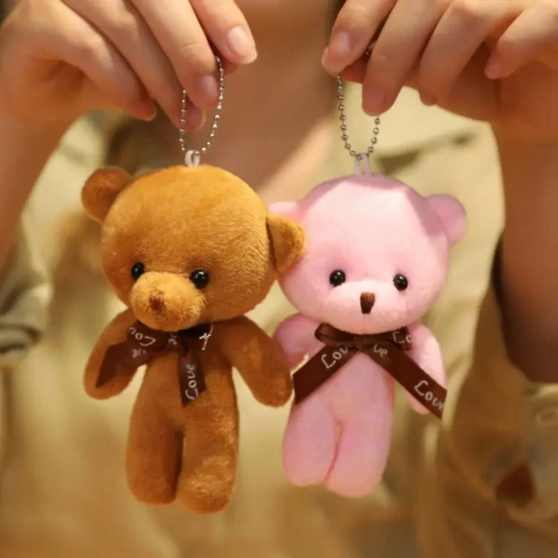 10PC Stuffed Plush Teddy Bear Doll Cute Animal Bear Plush Toy Little Bear Keychain Gir Key Chain Bag Pendent Children Small Gift