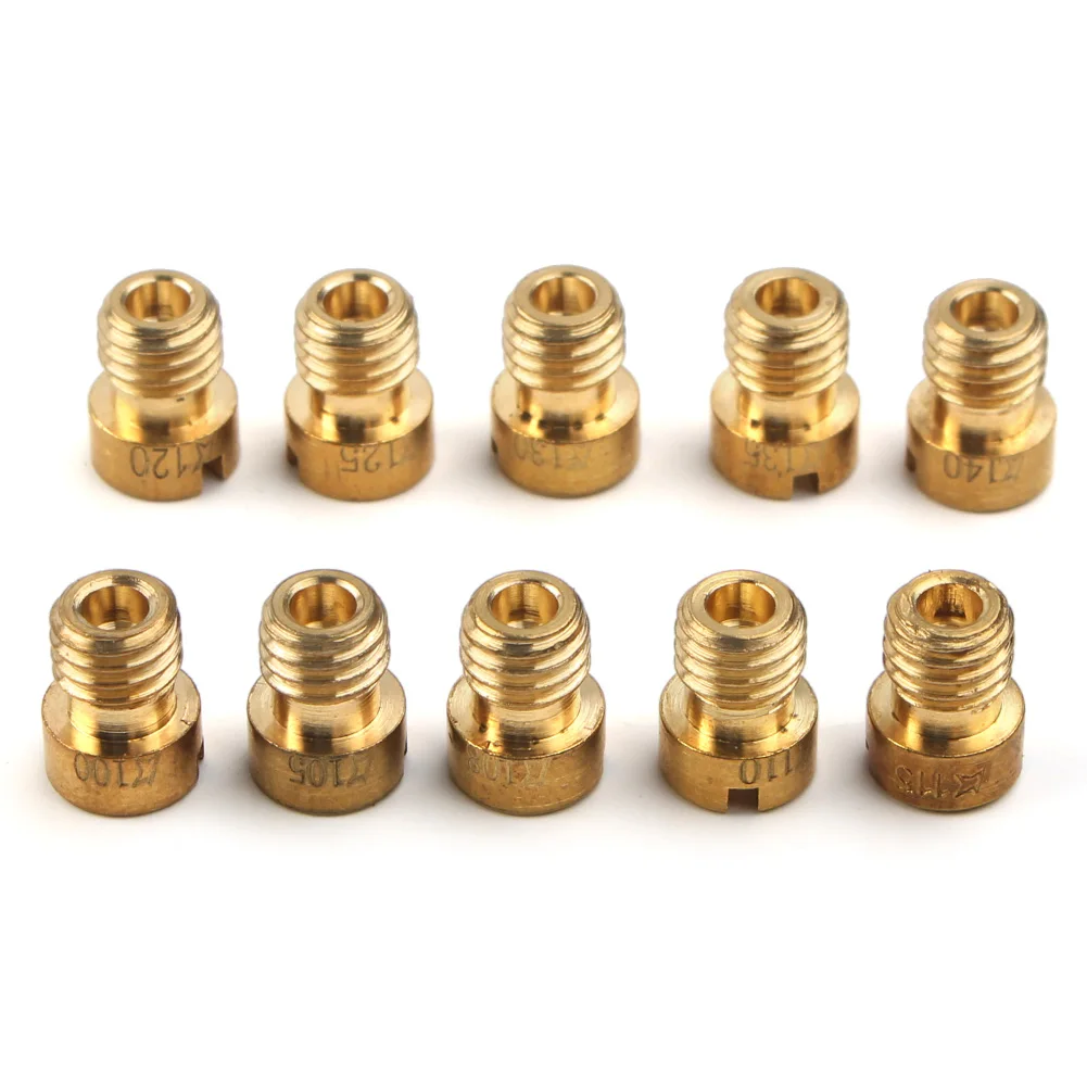 10Pcs Gold Motorbike Brass Carburetor Pilot Jet for PWK Mikuni OKO Keihin KOSO Carb #100 105 108 110 115 120 125 130 135 140