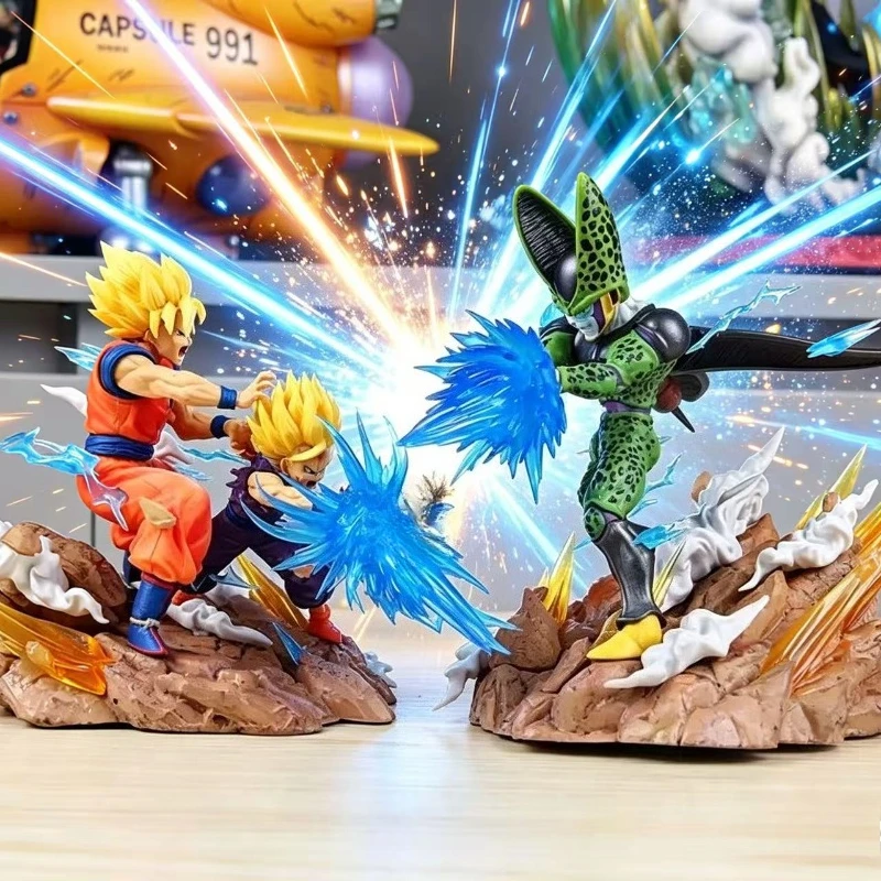 Dragon Ball: Beam Struggle Vol. Figura de Anime de 2 Personajes: Goku y Gohan (Escena Kamehameha Padre-Hijo), Modelo Coleccionable, Juguete, Regalo