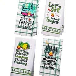 2pcs, Hand Towels, Camping Theme Decorative Dish Towels, Camper Kitchen Decor, Gifts For Campers, Accessories For Camping And Ca