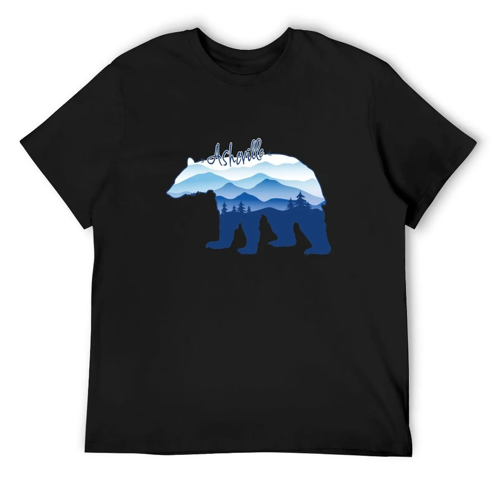 Asheville Blue Ridge Mountains - Black Bear - Blue on White 26 T-Shirt plus size tops cotton graphic tees t shirt for men