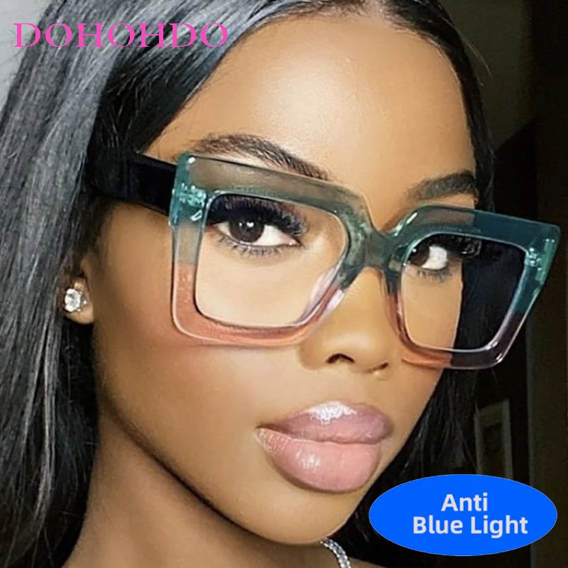

Fashion Assorted Colors Oversized Square Frame Anti-Blue Light Protection Glasses Trend Brand Men Women Computer Optical Eyewear