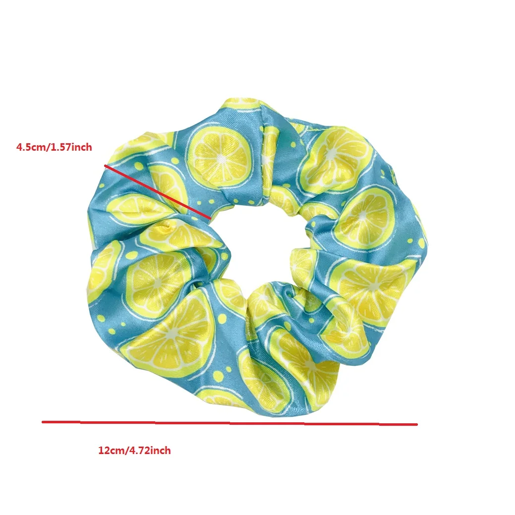 5/20pcs Avocado Lemon Print Fruit Hair Scrunchies Wholesale Elastic Band Scrunchy Girls Ponytail Holder Women Headwear Bracelet