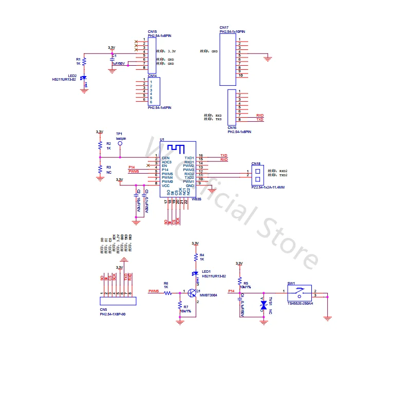 Tuya WB3S Development Board WB3S Module Wi-Fi MCU communication board