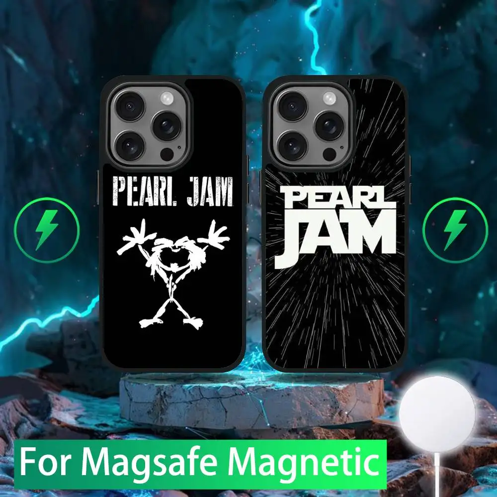 

P-Pearl JamAs Band Phone Case For iPhone 16,15,14,13,12,11,Pro,Max,Plus,Mini,SE New Magsafe Magnetic Wireless Charging