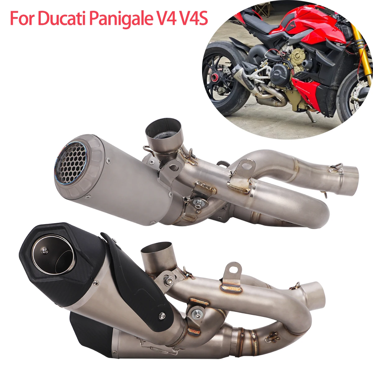 Full Exhaust System Dual Muffler Link Pipe For Ducati Panigale V4 V4S Streetfighter V4 2018-2026 Exhaust Escape Modify