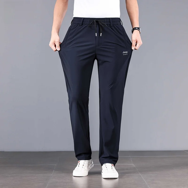 

Ice Silk Men's Casual Pants High Elastic Running Long Pants Cool Sensation Breathable Qui Dry Sports Pants Summer New ...