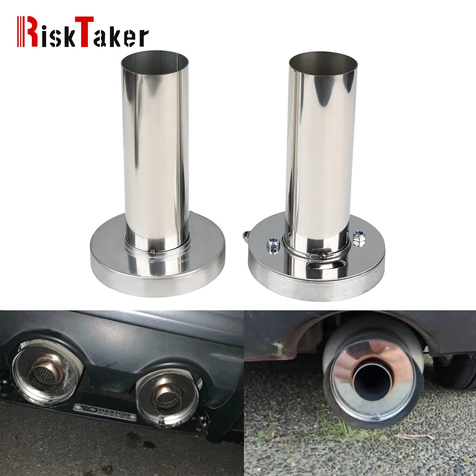 

Universal Adjustable/Unadjustable 85mm 3.5" /98mm 4'' /110mm 4.5'' Car Stainless Chrome Exhaust Muffler