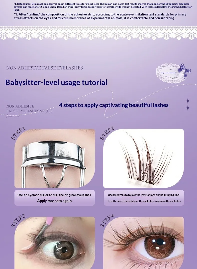 Kleberlose Fuchsauge-Falsche Wimpern im chinesischen Stil, selbstklebende natürliche braune schwarze Wimpern, 3D-voluminöse, flauschige, geflügelte Wimpern – Detail 13