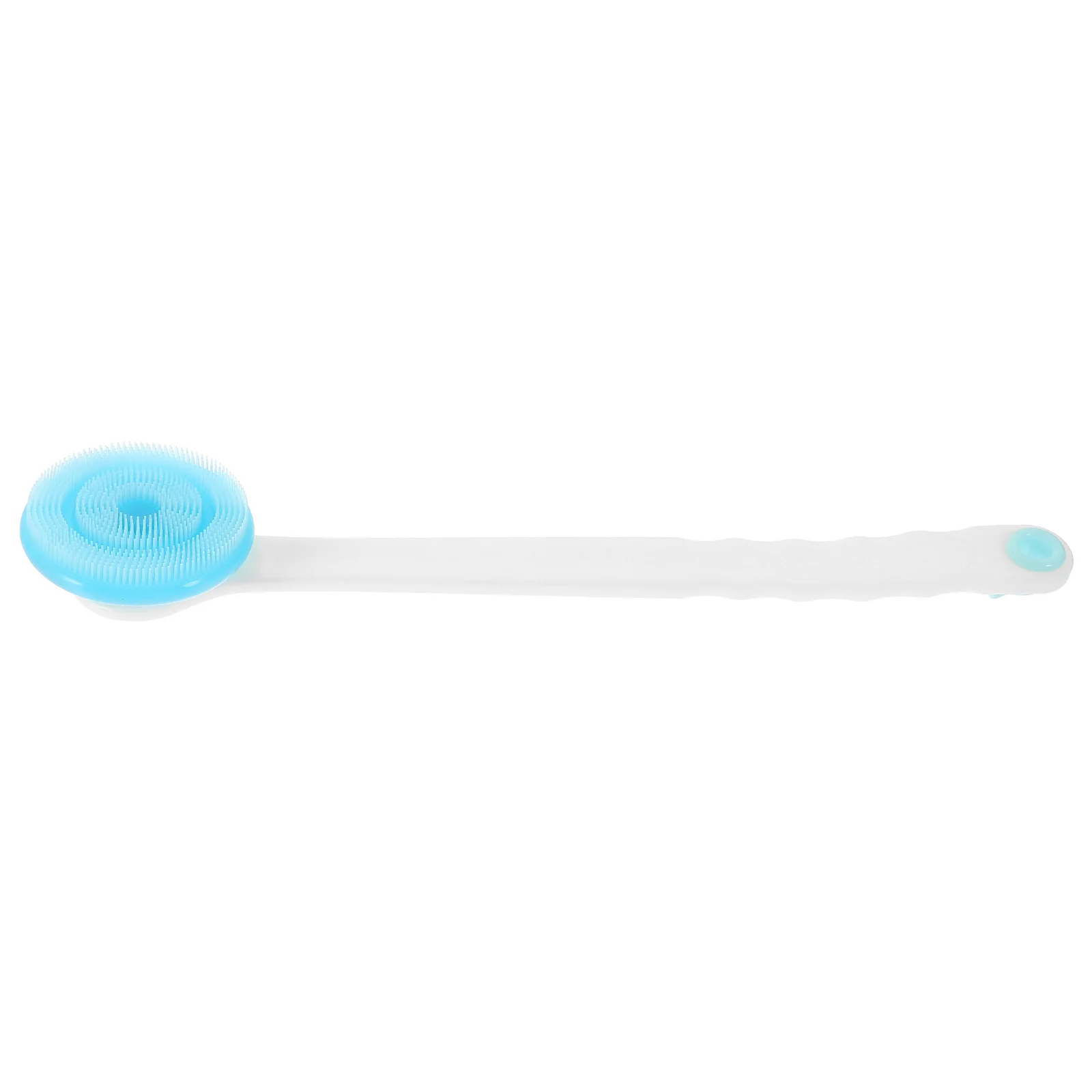 

360 Degree Rotary Head Silicone Bath Brush Long Handle Back Shower Brush Deep Clean Scrubber for Healthy Radiant Skin Sky Blue