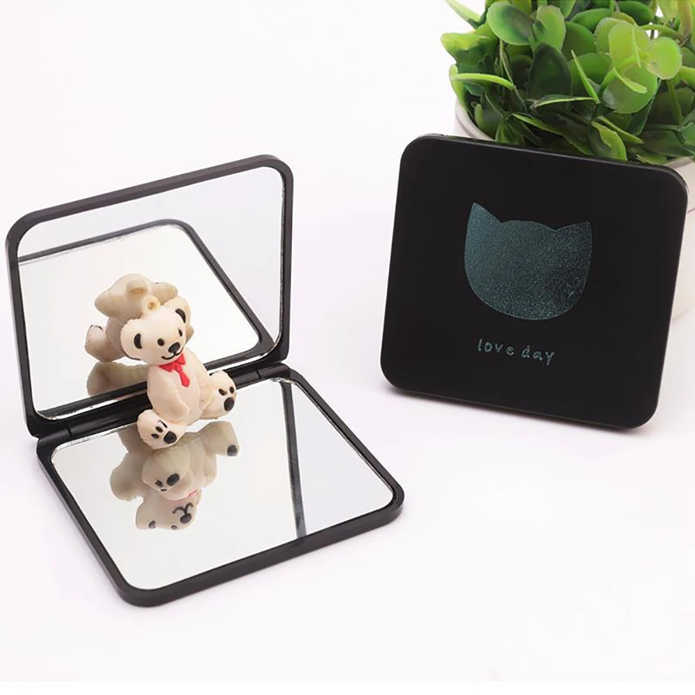 TSHOU493 Square Makeup Mirror Portable Double-sided Cosmetic Mirror Folding Pocket Compact Mirror Travel Accessories Christmas