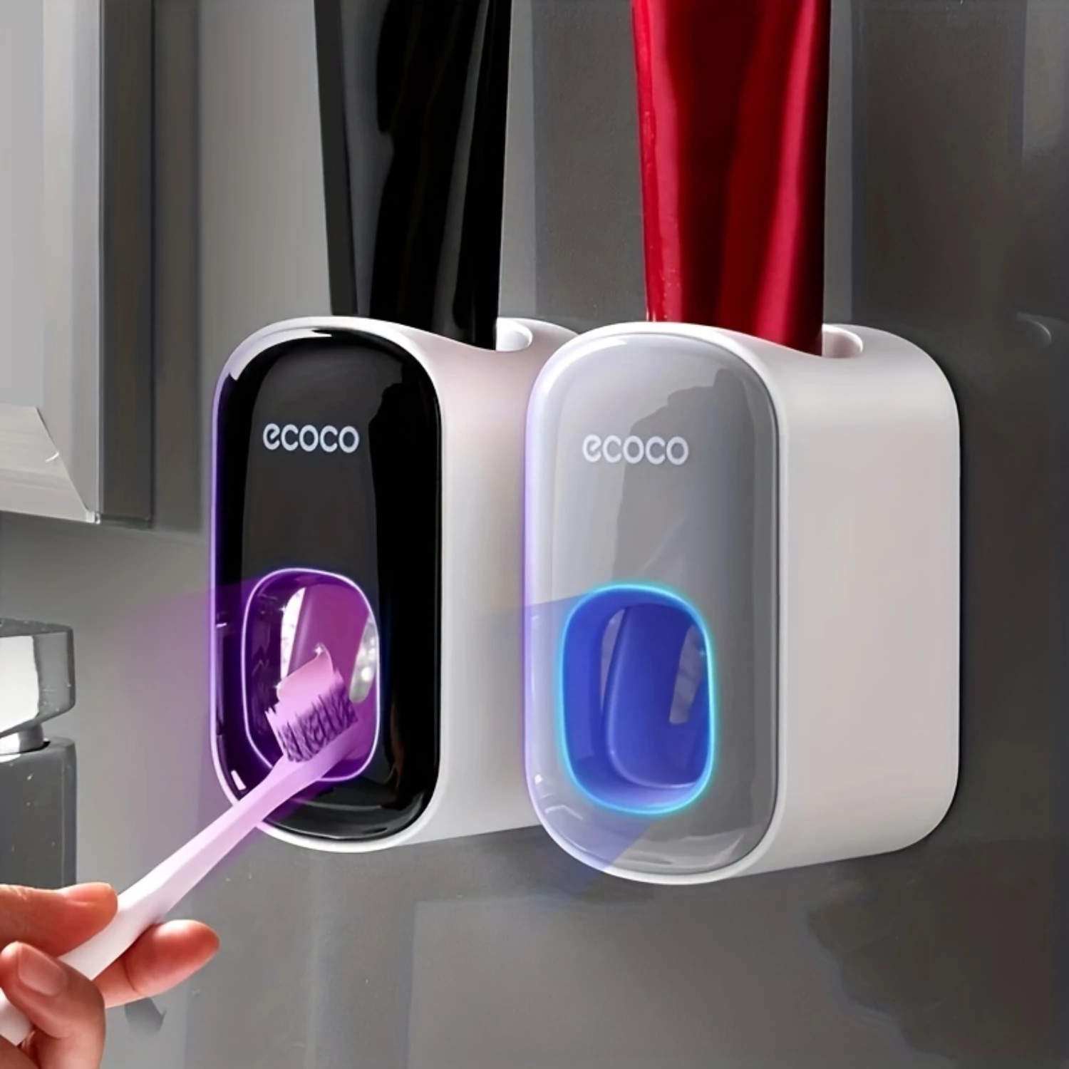 

Smart Automatic Toothpaste Dispenser Set - One- Squeezing, Wall-Mounted Toothbrush Holder, Space-Saving Design - Perfect for Ba