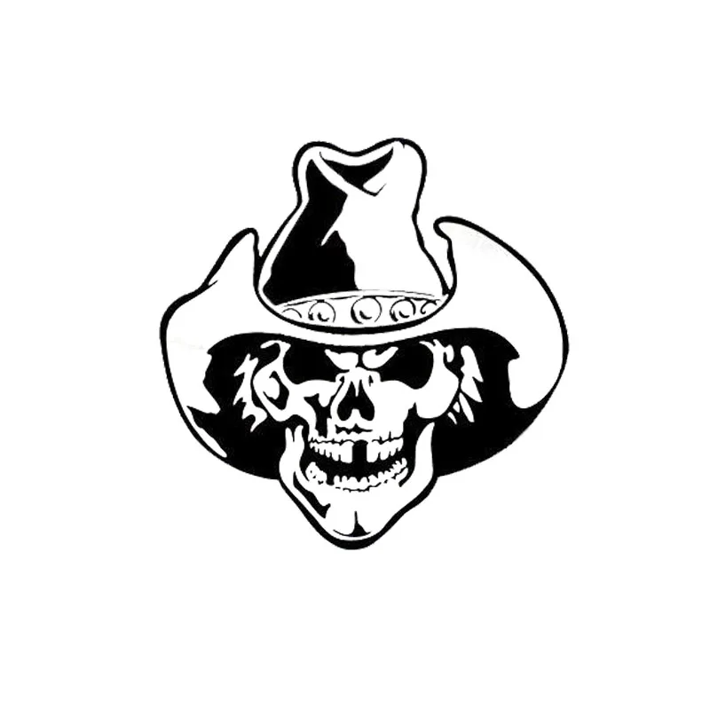 Fashionable Cowboy Skull Car Stickers Personalized Decals PVC Decals Are Suitable for All Kinds of Cars Black/White, 15cm*15cm