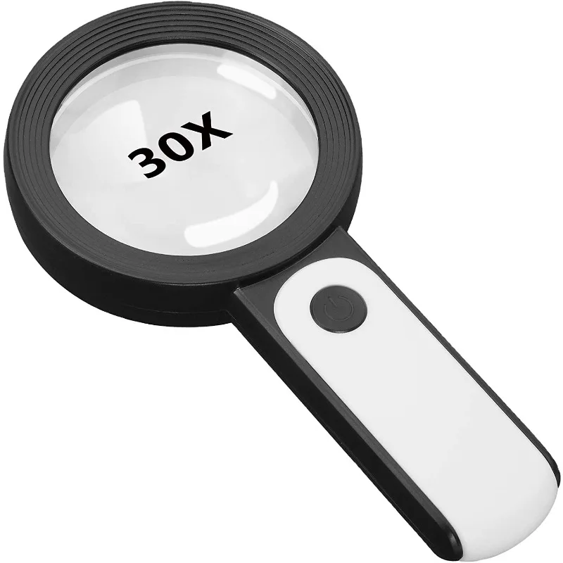 

30 times large luminous magnifying glass with 18 Light Emitting Diode 3 mode illuminating magnifying glass, suitable