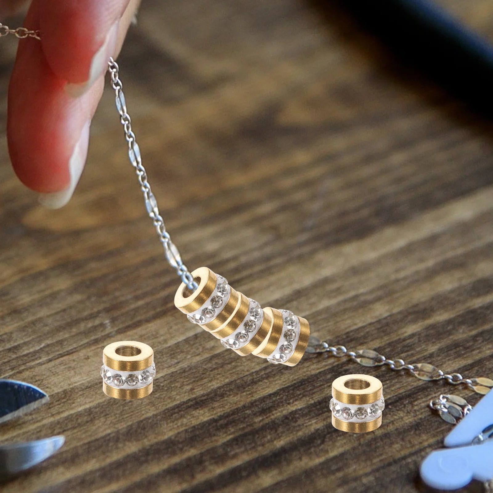 

10Pcs Stainless Steel Rhinestone Wheel Spacer Beads DIY Jewelry Making Bracelet Necklace Accessories Spacer Beads