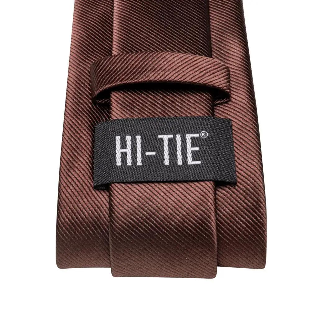 Solid Koffie Bruin Zijde Bruiloft Stropdas Voor Mannen Gift Mens Stropdas Handky Manchetknoop Fashion Business Party Dropshiping Hi-Tie designer