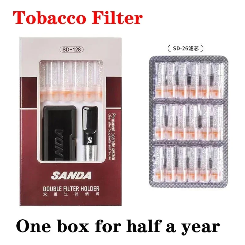 Triple premium cigarette filter tip Hot Sale Reducing Tar Interchangeable core Smoking filter Metal Tube Filter Gift for Men