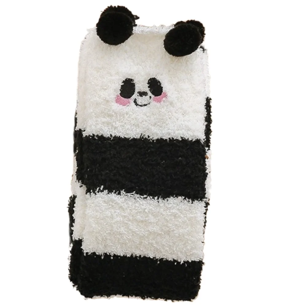 

Cute Striped Over-knee High Socks Bear JK Winter Stockings Women Thigh High Thicken Coral Fleece Stockings Christmas Gifts