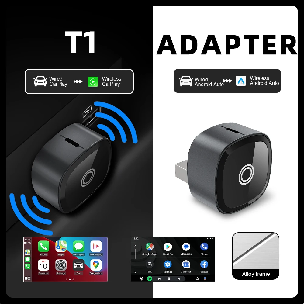 2 in 1 新型ワイヤレスCarPlay Android Auto USBアダプタードングル スマートミニボックス OTAオンラインアップグレード フォルクスワーゲン トヨタ 日産 ホンダ対応