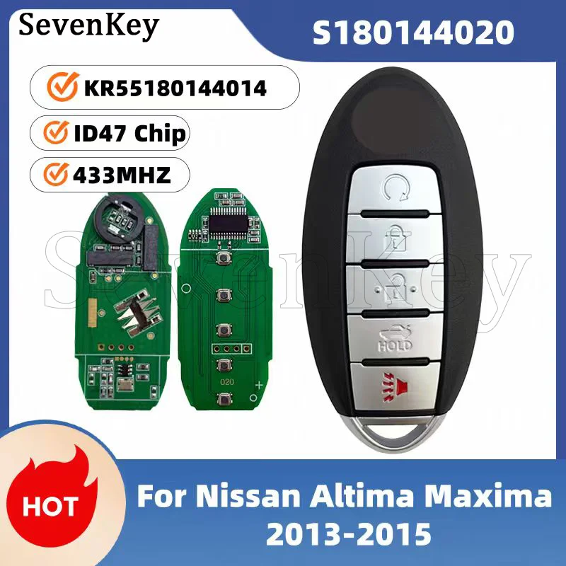 KR5S180144014 S180144020 7812D‑S180014 5Buttons 433MHz ID47 PCB PCF7952X Chip Remote Key Fob For Nissan Altima Maxima 2013‑2015