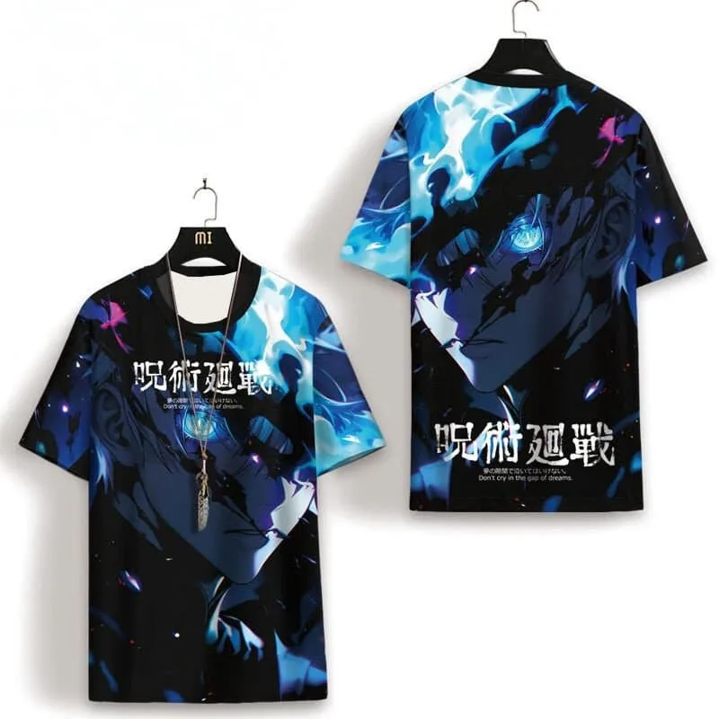

Bandai Jujutsu Battle of Five Wonders Anime Summer Clothes Short Sleeved Quick Dry Breathable Comfortable Parent Child T-shirt