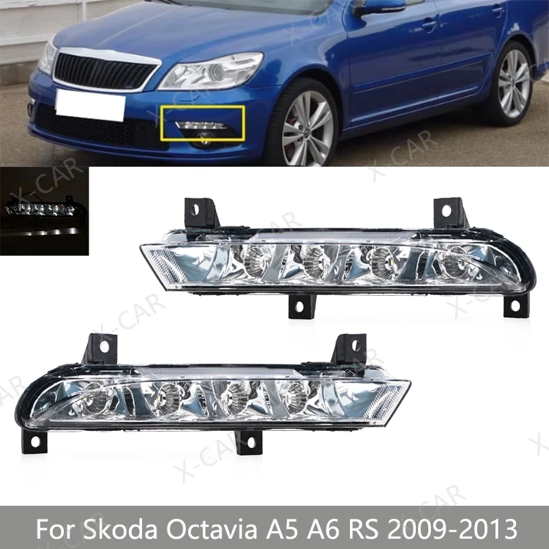 1Z 0941067   1Z 0941068   Dla Skoda Octavia A5 A6 RS 2009 2010 2011-2013 LED DRL przedni zderzak światła do jazdy dziennej lampa przeciwmgielna światło przeciwmgielne