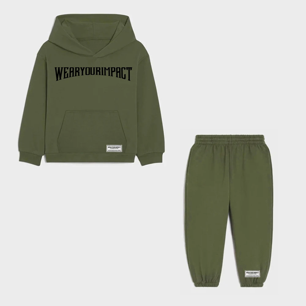 2~12 Years Children's 2 Piece Set Outfit 100%Cotton Oversized Hoodie Pullover Hooded+Sweatpants Kids Suit Boys\Girls Clothing