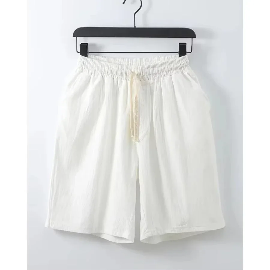 

Мужские шорты большого размера, однотонные, удобные, повседневные, из хлопчатобумажной ткани, дышащие, с эластичной резинкой на талии, летние