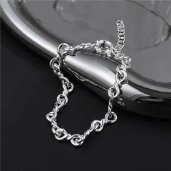S925 Sterling Silver Korean Fashionable Heavy-duty Twisted Bracelet INS Blogger Wears Handmade Chain Jewelry Wholesale