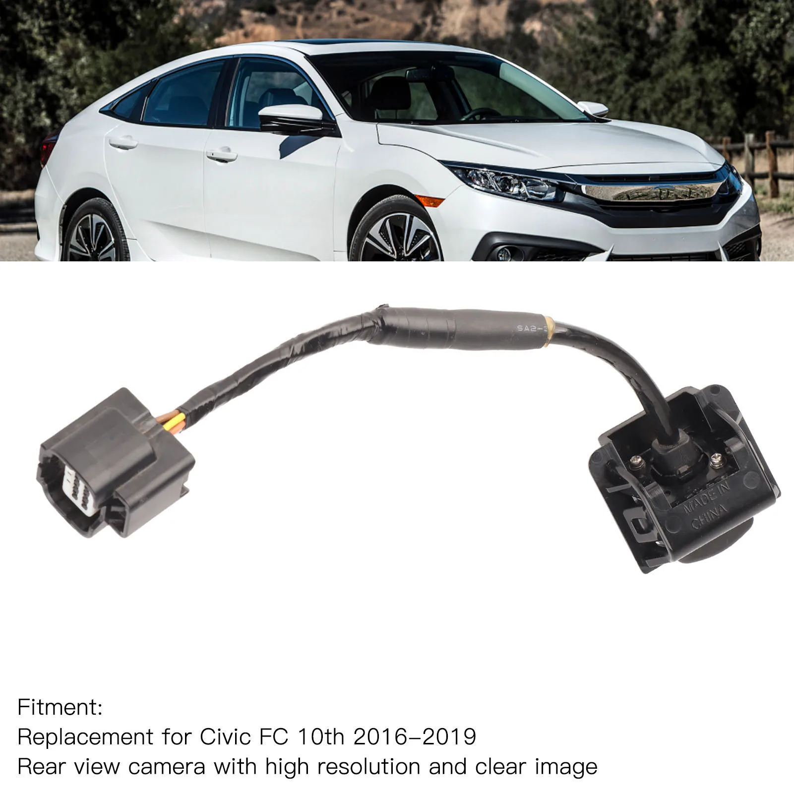 

Rear View Camera 8 Pin 7 Wire 39530 TBA A01 Parking Reverse Camera Replacement for FC 10th 2016‑2019 Rear View Camera