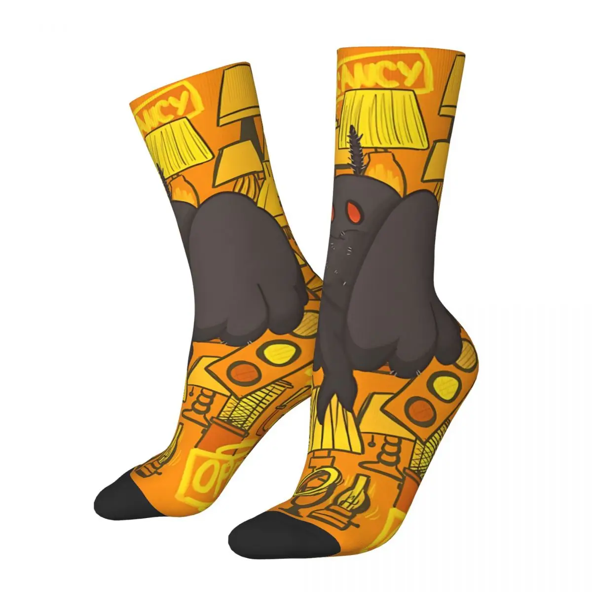 

Happy Men's Socks Angry Mothman Vintage Harajuku Mothman Hip Hop Seamless Pattern Crew Crazy Sock Gift Printed