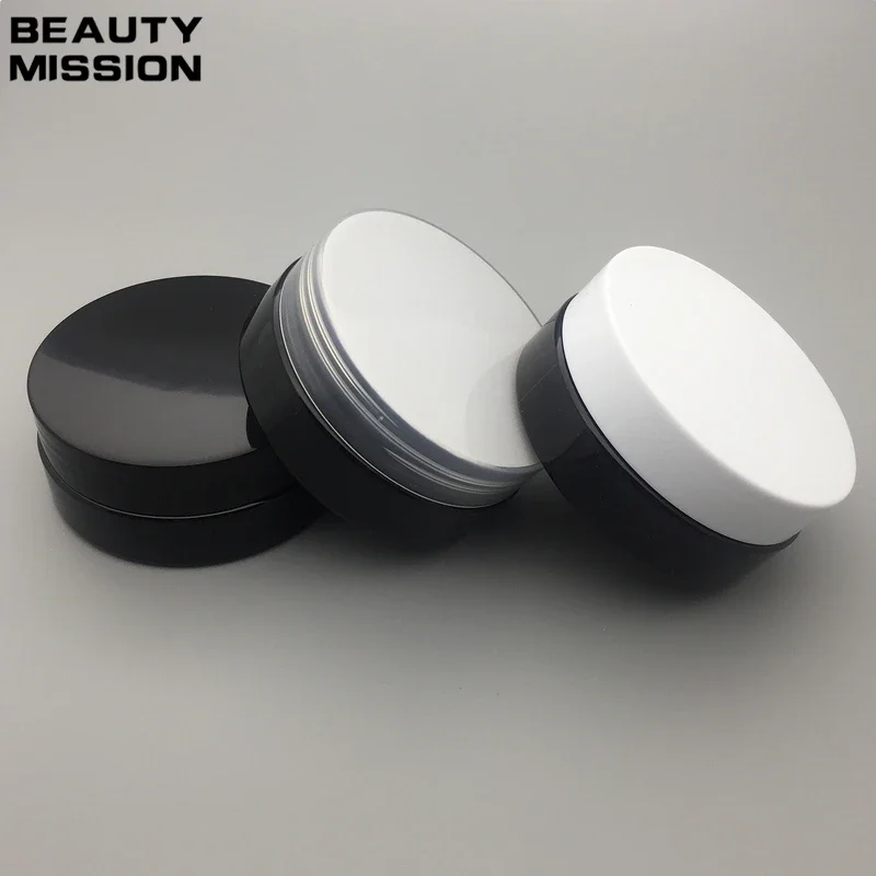 

50pcs 50g black PET Jar,Cosmetic Jar 50g black jar with black/white/transparent Lid Make up Packaging Beauty Salon container