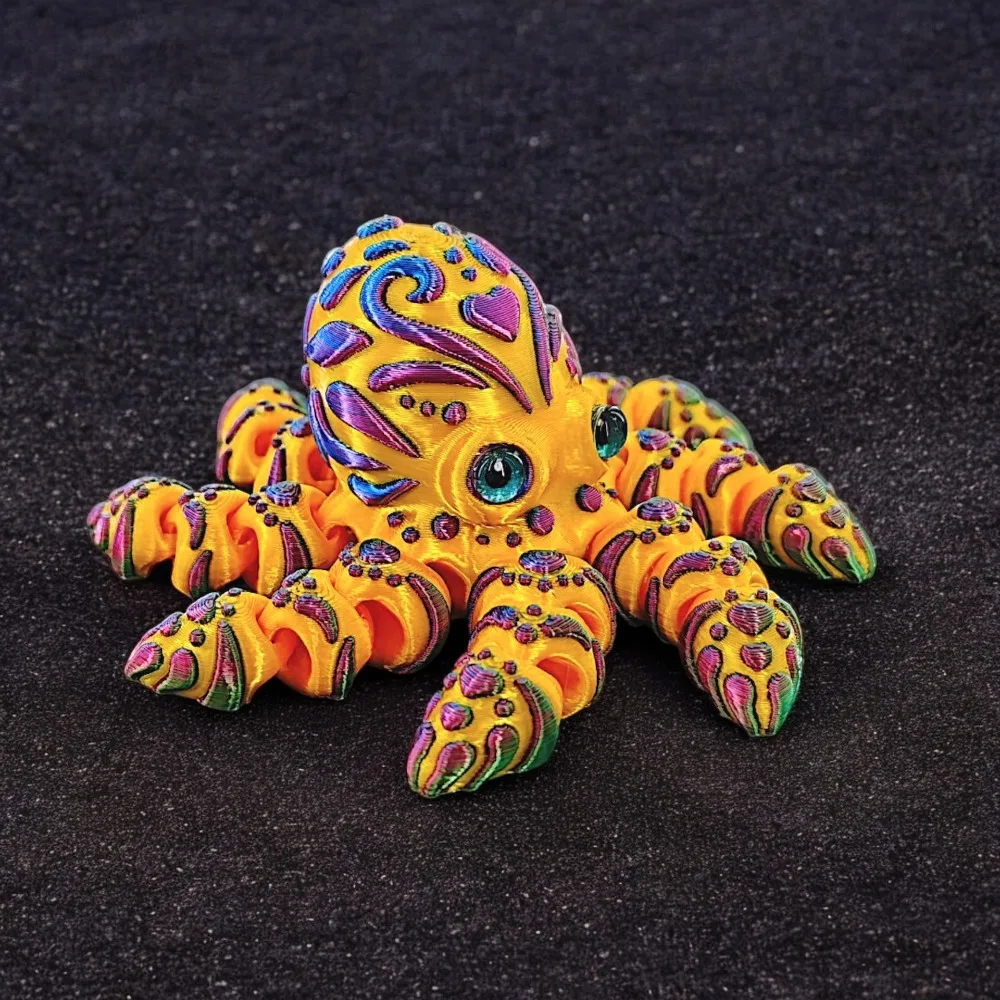 

Movable Joints 3D Printed Octopus Ornament Realistic Cartoon Octopus Sculpture Figurine Handicraft 3D Printed Octopus Model Kids