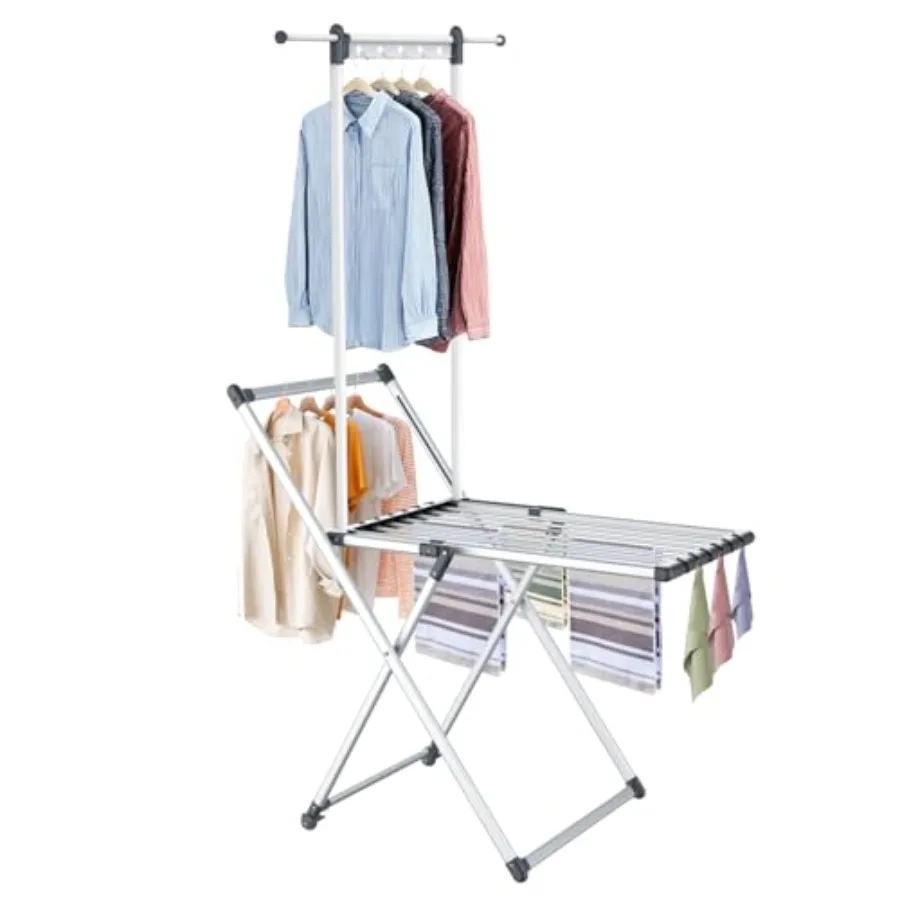 

Clothes Drying Rack Foldable Laundry Rack for Indoor Outdoor 10pcs Sock Clips Collapsible Space-Saving Drying Rack for Clothes
