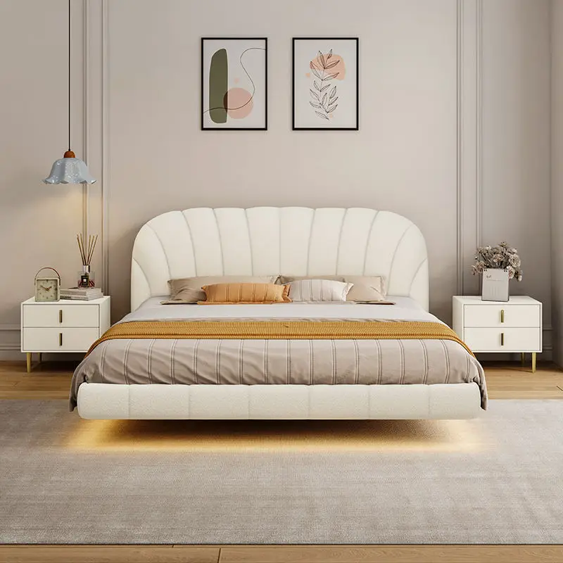 

*Walnut Wood Box Bed Design Double Baby matrix Foom Cushion Bed Frame Kids
