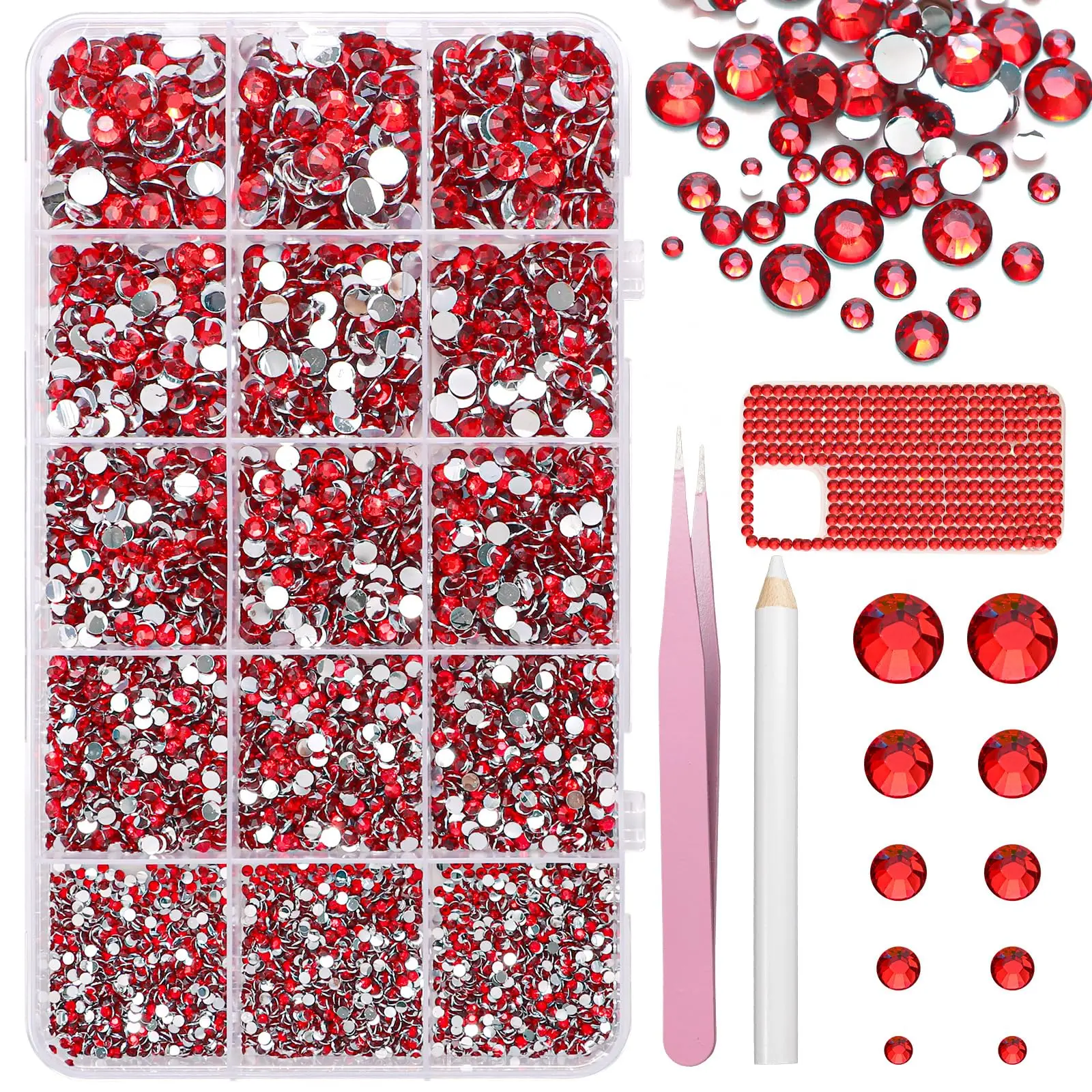 15000 Stück Mehrfarbige Harz-Jelly-Strasssteine, 2-6mm Flache Rückseite Nicht-Hotfix Nagelsteine mit Wachspickstift & Pinzette DIY – Detail 11